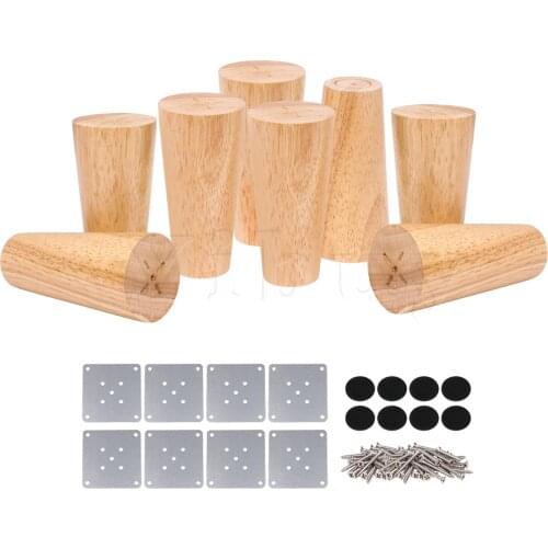 8pcs Wooden 12 x 4 x 6 cm Oblique Tapered Furniture Feets Tea Table Legs