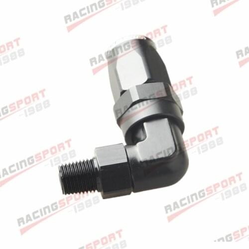 ADLER SPEED 8AN AN-8 To 1/4" NPT 90 Degree Swivel Hose End Fitting Adapter Black