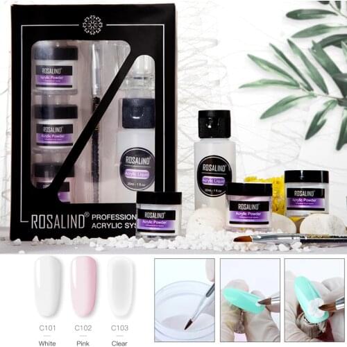 ROSALIND Acrylic Powder Nail Extension Set For Poly Builder Gel Acrylic Nail Kit Semi Permanent Gel Polish Nail Art Base Top