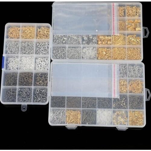 Fashion Jewelry Accessories Lobster Clasp,Eye Pins,Jumping Rings,Earring Hooks,Beads KitDIY Jewelry Making Supplies Findings