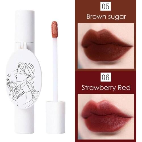 Velvety Lipstick Matte Lip Gloss 6 Color Waterproof Long-lasting Sexy Red Lips Tint Dual-use Lip And Cheek Makeup Lip Cream
