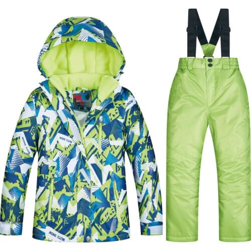 Ski Suit Childrens Brands High Quality Jacket and Pants for Kids Waterproof Snow Jacket Winter Boy Ski and Snowboard Jacket