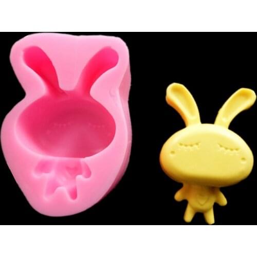 Long-eared rabbit-shaped resin mold chinese cake mold DIY chocolate mold cake decoration accessories kitchen baking tools KLM