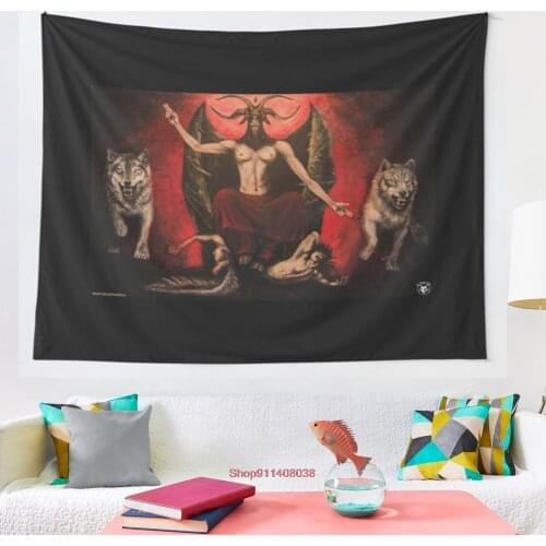 Et Valebo Baphomet tapestry Yoga Buddha Indian Mandala Tapestry Wall Hanging Boho Decor Macrame Hippie Witchcraft