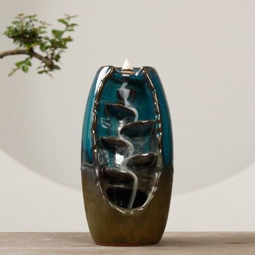 Mountain River Handicraft Incense Burner Ceramic Backflow Waterfall Smoke Incense Censer Holder Home Decor Gift Ornaments
