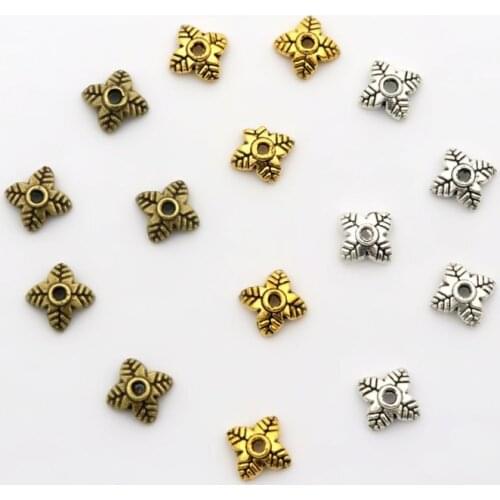 100Pcs 4 Petals Leaf Flower Loose Sparer End Bead Caps for Jewelry Making Finding Diy Beadworks Accessories Component Wholesale
