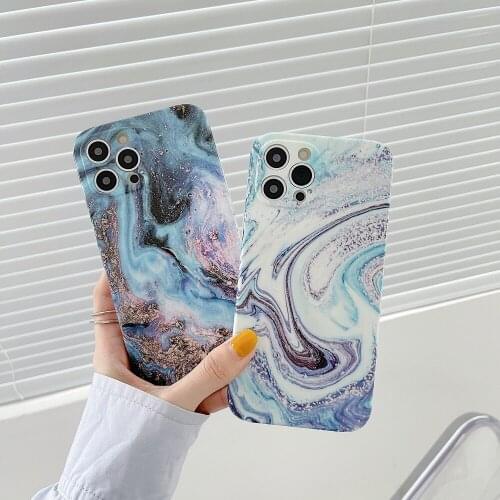 Fashion Marble Stone Texture Phone Case For iPhone 12 11 Pro Max Mini X XR XS Max 7 8 Plus SE2020 Lens Protection Soft IMD Cover