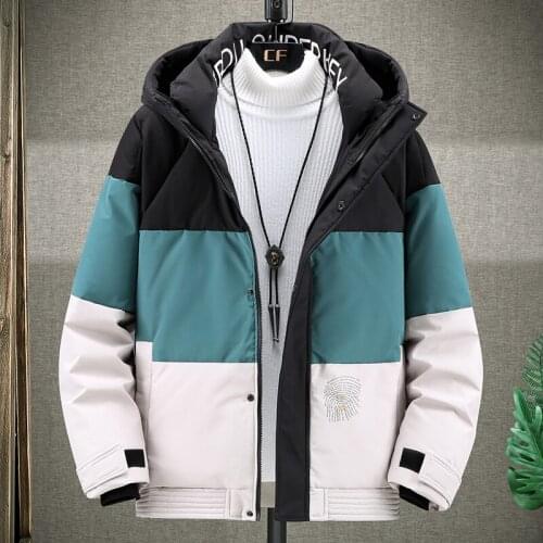2021 Mens Down Jacket Hooded Parka Coats Men Winter Outwear Casual Patchwork Down Coat Fashion Puffer Jacket 3XL