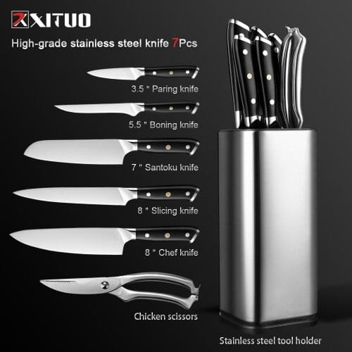 XITUO Kitchen knives Professional Knife Set 7CR17 High Carbon Steel Chef Japanese Meat Cleaver Slicer Santoku Cooking Knife Set