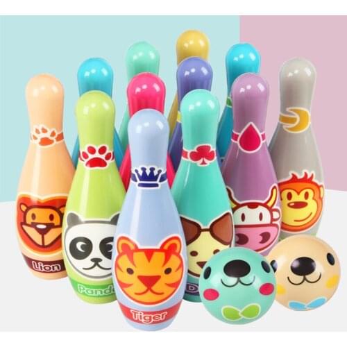 Inflatable Bowling Ball Set Cartoon Toddler Indoor Toys Outdoor Sports Fitness Grassland Bottle Balls Inflated Game For Children