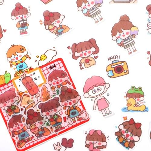 40/80 pcs/pack Cute Candy Girl Series Journal Decorative Stickers Scrapbooking Stick Label Diary Stationery Album Stickers