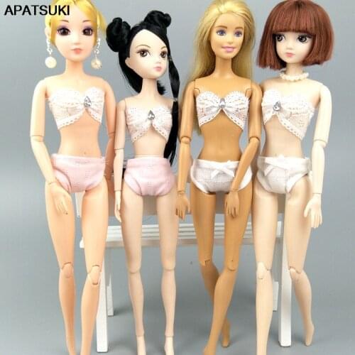 2pcs/lot Pure Color White Pink Handmade Underwear Briefs For Barbie Dolls Clothes For 1/6 BJD Dolls Accessories Kids Toy