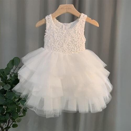 Newborn Baptism Dress For Baby Girls Toddler Clothes Girls Christening Layered Dresses First Birthday Party Wear 0-6Y