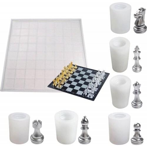 DIY Crystal Epoxy Resin Mold Chess Checkers Checkerboard Chess Pieces Multi-purpose Mould Epoxy Mirror Silicone Mold Game