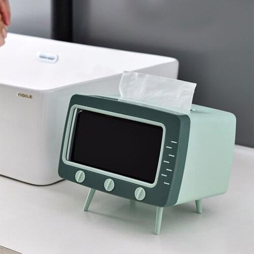 Tissue Case Box Container Kitchen Home TV-shaped Towel Napkin Papers Bag Holder Case Pouch Mobile Phone Stand Table Decoration