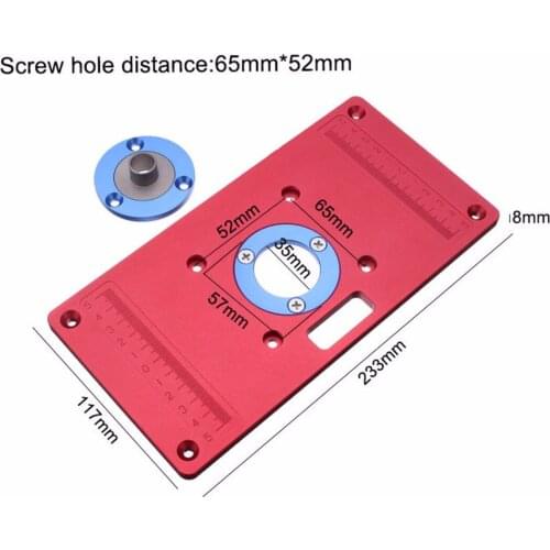 Universal Aluminum Router Table Insert Plate with 2Pcs Insert Ring for Woodworking Bench Tools Wood Router Table 233x117x8mm