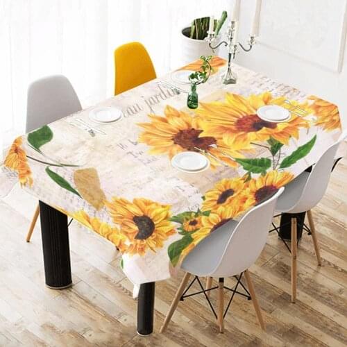 Vintage Sunflowers on Postcards Newspaper Table Cover Home Décor