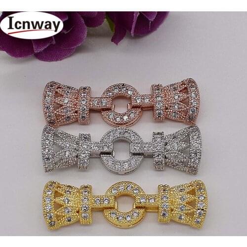 Rhinestone inlay Gold&silver Plated Clasps 4cm For DIY bracelet necklace Free shipping wholesale