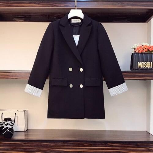 Large size ladies' spring 2021 new fat sister han edition leisure loose show thin small temperament blazer jacket