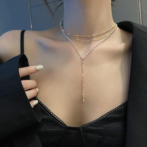 Women jewelry multilayer pearl clavicle chain fashion simple retro temperament Jewelry on the neck necklace female