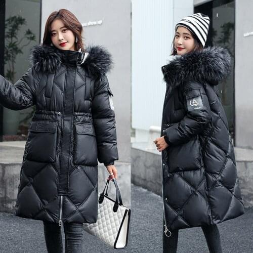 Winter Thickened Warm Coat Women Korean Style Bright Face Cotton-Padded Jacket Womens Fashionable Coat Clothes Big Collar