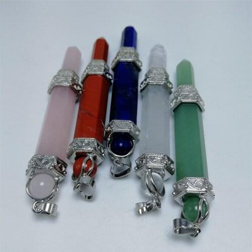 1-3 pcs Healing crystal Point Chakra Pendants Hexagonal Quartz Crystals Bullet Shape Stone DIY Jewelry Healing Quartz gift