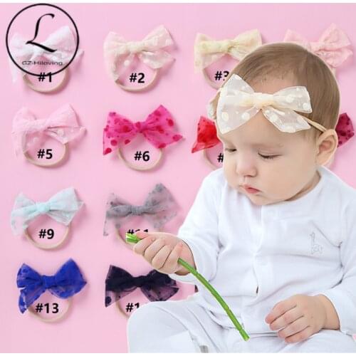 1 PCS Baby Girl Gauze Bow Headband Infant Hair Accessories Newborn knit Headwear Headwrap Gift Toddlers Bandage Ribbon bouncy