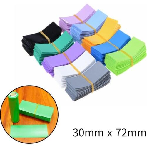 100 pcs 10 colors battery film tape 18650 single cell battery skinbattery sleeve pre-cut size 30x72mm