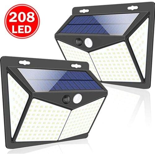 208LED Solar Power Wall Light Lamp PIR Motion Sensor IP65 Waterproof Outdoor Solar Powered Sunlight Lights Garden Street Lamp