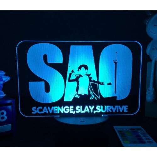 3d Anime Lamp Sword Art Online for Kid Bedroom Decor Child Nightlight Kirigaya Kazuto Figure Table 3d Lamp SAO Gift