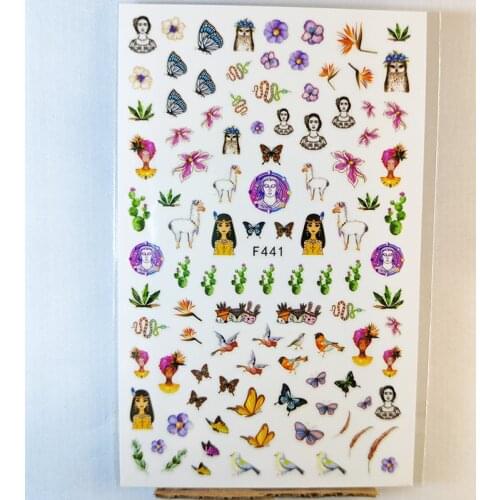 3D Nail Sticker Interesting Design Nail Foil Butterfly Flowers Bird Girl Self-Adhesive Sticker for Manicure Nail Art Decoration