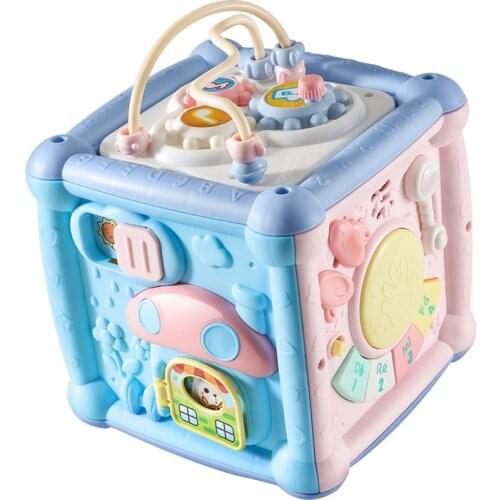 6 Kinds Activity Cube Musical Xylophone Toy Toddler Funny Hand Drum Infant Geometric Blocks Sorting Music Shape Matching Box Toy