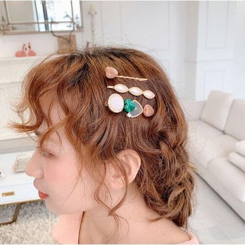 60set/lot 3pcs/set DIY Simple Multi Marble Vein Hair Clips Suits Love Hearts Hairpin Hair Styling Tools Accessories HA1384