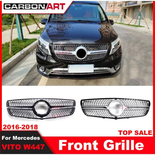 Diamond Grille Black Silver Chrome For MB for vitto Front Bumper Racing Grill 2015 2016 2017 2018 grille