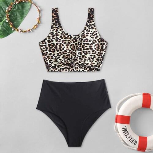 2020 womens swimwear two pieces bikini sexy Triangle Push-up Swimsuit Leopard bathwear bathing Suit Swimming Biquinis Tankini CJ