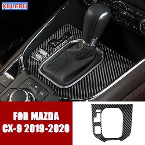 Car Real Carbon Fiber Interior Gear Shift Frame Cover Trim Auto Decor Sticker Center Console Protection for Mazda CX-9 2019-2020