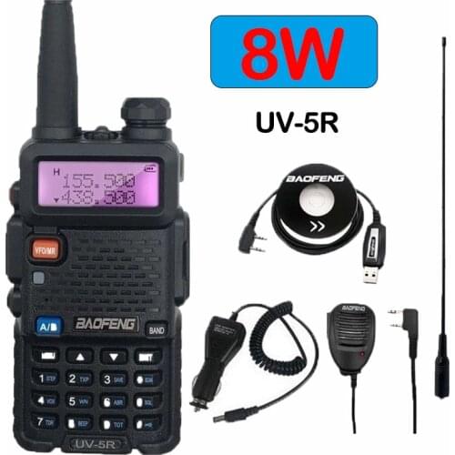 BAOFENG UV-5R Real 8W Powerful 8Watts Walkie Talkie Radio Station VHF UHF CB Ham Radio Hunting Transmitter 10KM UV5R Transceiver