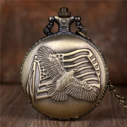 Bronze Pendant Necklace Chain Watch Steampunk Quartz Pocket Watch Best Gift for Men and Women