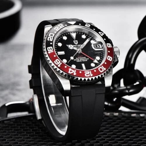 PAGANI DESIGN GMT Luxury Mens Mechanical Watch Top Sapphire Glass Stainless Steel Wrist watch Casual Waterproof Business Watch