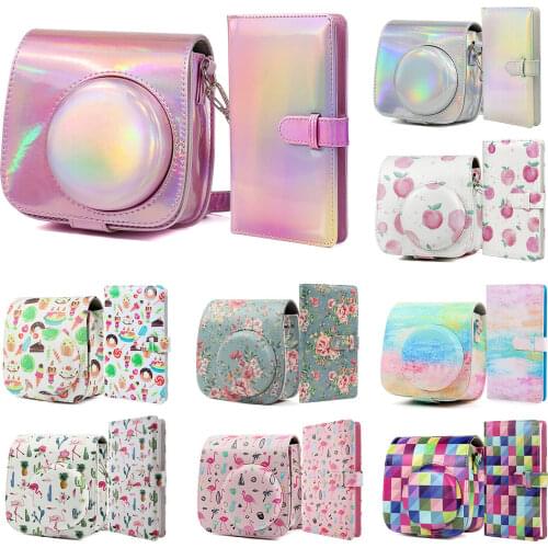 For Fujifilm Instax Mini 9 Mini 8 Camera PU Leather Case Bag Shoulder Strap Carrying Instax Mini Bags + 96 Pockets Album