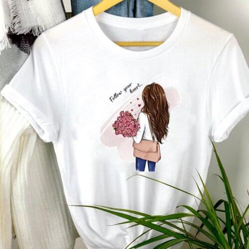 Women Clothes Watercolor Flower 90s Cartoon Summer Fashion Short Sleeve Summer Print Tshirt Female Tee Top Graphic T-shirt