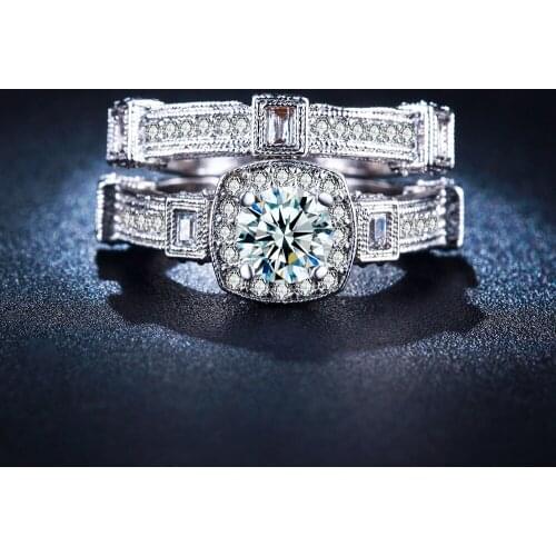 Hainon Hot Sale Wedding Engagement Ring Sets Luxury Charm Zircon Crystal Size 6 7 8 Finger Rings Jewelry Gifts