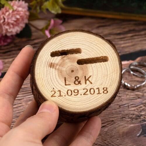 Tree Stump Ring Bearer Pillow Alternative,Personalized Ring Bearer Box,Engraved Wedding Decor,Engagement Ring holder,Bride Gift