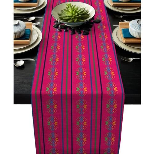 Mexican Ethnic Geometric Stripes Modern Table Runners Placemat Coasters Wedding Party Chirstmas Hotel Home Kitchen Table Decor