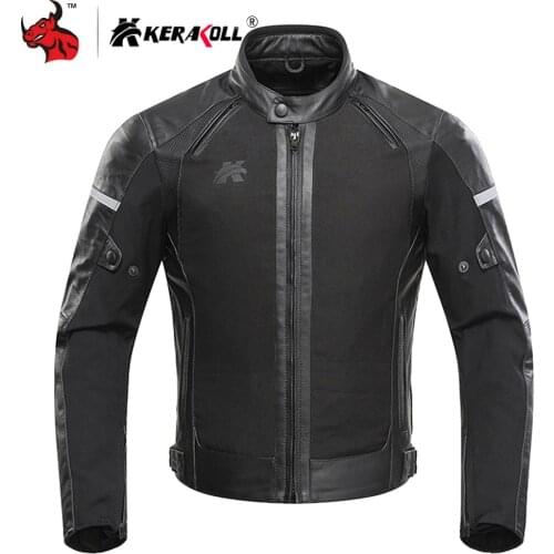KERAKOLL Motorcycle Jacket Protective Gear Men Windproof Waterproof Leather Moto Jacket Night Reflection Motorbike Riding Jacket