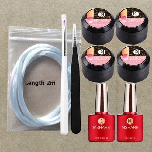 MSHARE Fiberglass Nail Extension Set kits UV Builder Gel Sets Fiber Glass 9pcs