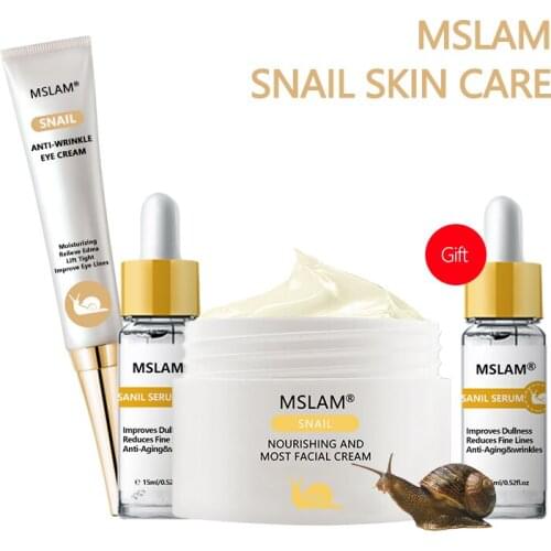 MSLAM Face Skin Care Set Snail Collagen Essence Moisturizing Collagen Face Cream&Eye Cream&Face Serum