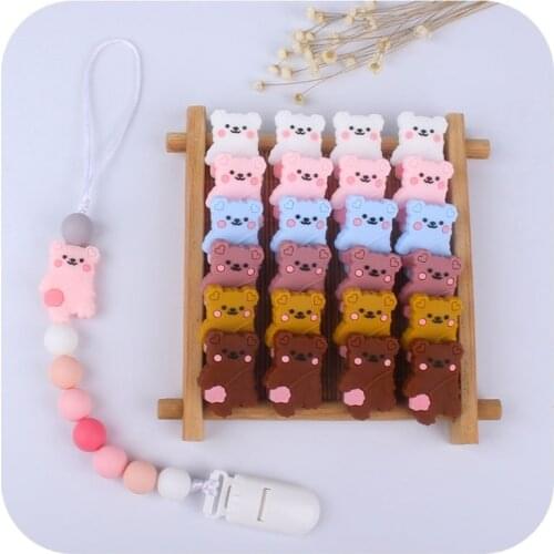 Cartoon Animal Bear Silicone Beads Baby Teether Molar Soother Newborn Infant Nursing Teething Chewing Toy Shower Gifts