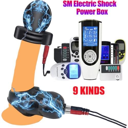 Men Strong Electric Shock Glans Trainer Massage Cup Penis Stimulator E-stim Chasity Cage Scrotum Bondage Sleeve Torture Bdsm Toy