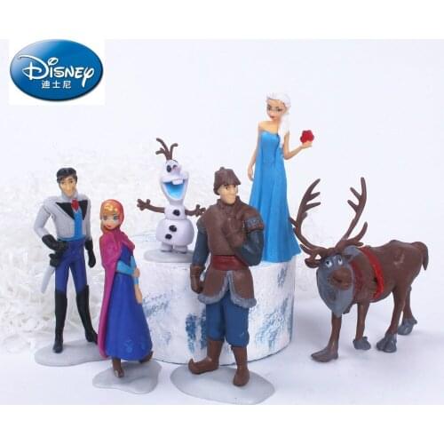 Original Disney Frozen 6 Piece Set Childrens Dolls Decoration Ornament Doll Accessories Anime Figure Toys for Children